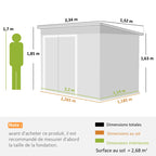 Abri de Jardin en Métal 234x132x185 cm