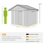 Abri de Jardin 2,5 m² en Acier 213x130x185 cm